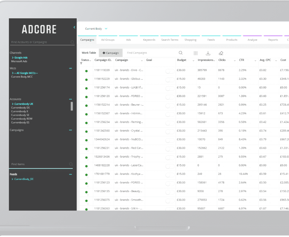 adcore hompage